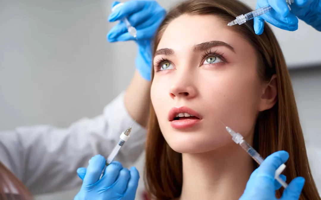 woman surrounded by dermal fillers