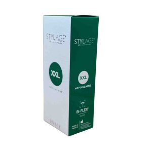 Especificaciones técnicas y formato comercial del inyectable Stylage XXL Mepivacaine (2 x 1 ml). Suministro al por mayor de ácido hialurónico con tecnología Bi-Flex para centros médicos autorizados.