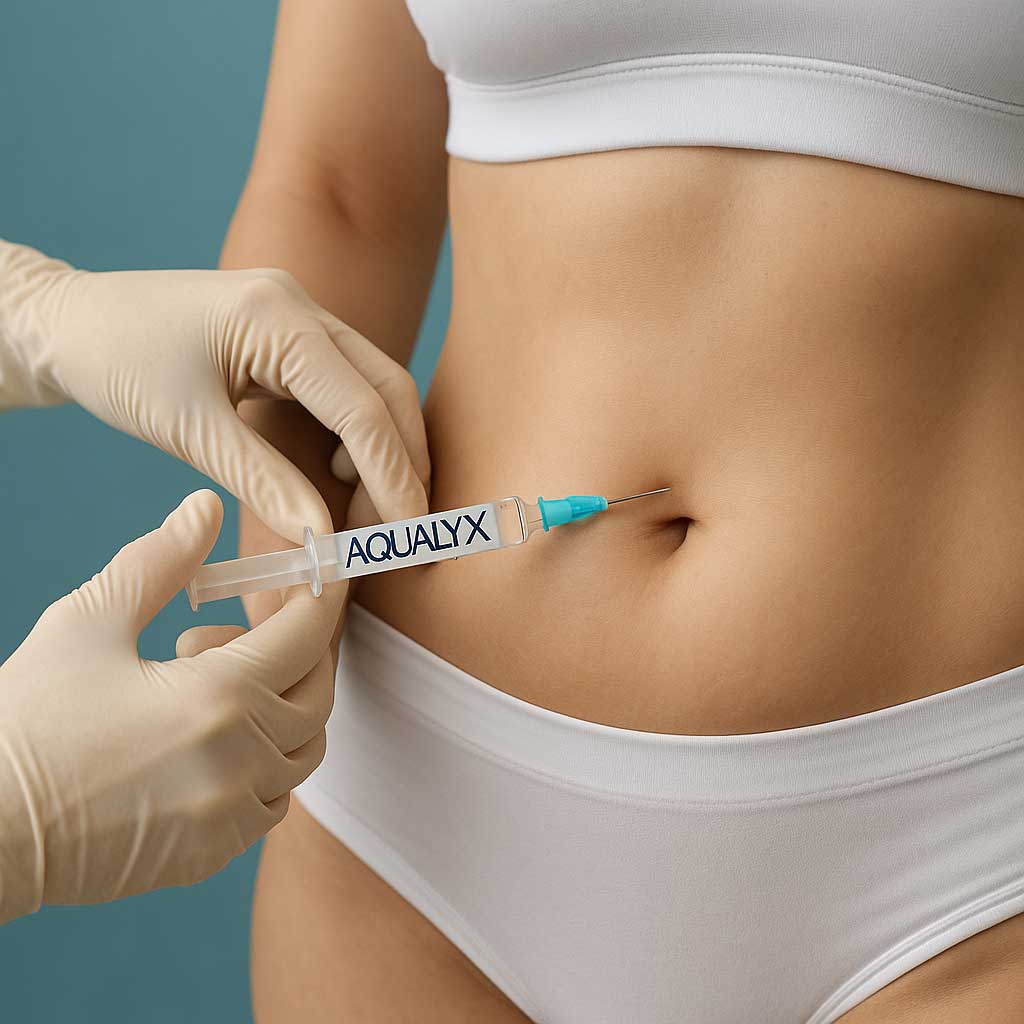 “Aqualyx vial 10 ml injection used for localized fat reduction treatments in aesthetic medicine.”
