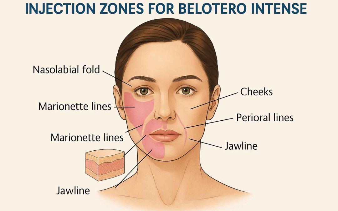Injection zones for Belotero Intense on the face