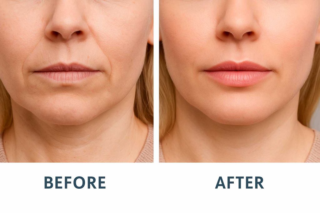 before and after revolax fine with lidocaine results on lips and nasolabial lines