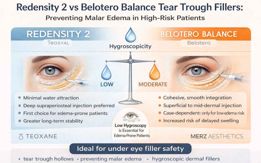 Redensity 2 vs Belotero Balance: How to Choose the Right Tear Trough Filler to Prevent Malar Edema in High-Risk Patients