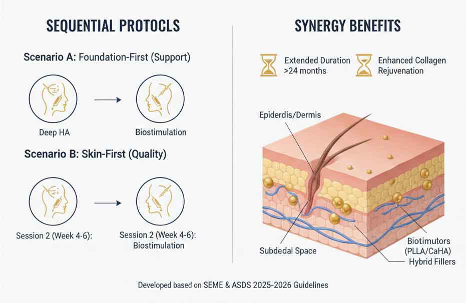 Synergistic Mastery: Synchronizing Biostimulators and Hyaluronic Acid Fillers in Advanced Aesthetic Medicine